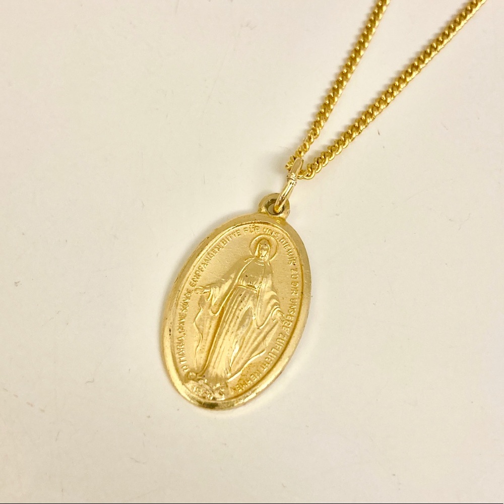 Mother Mary 14kt Dainty Boho Gold Chain Necklace
